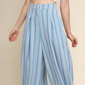 Nwt Umgee Striped High Waist Wide Leg 